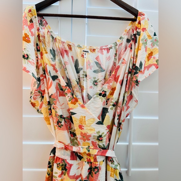 NWOT Boho Floral Midi Dress 4X Cottagecore Belted Flow - Picture 4 of 11
